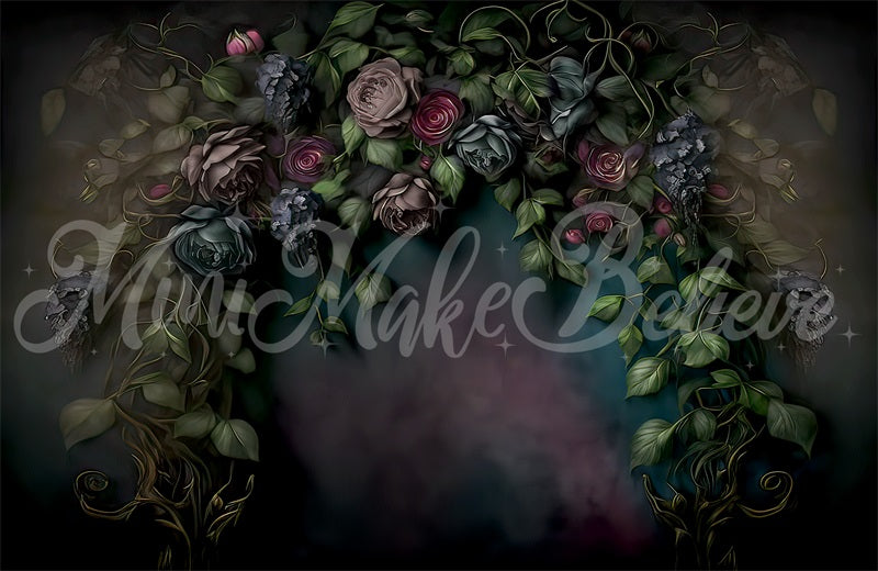 Kate Gothic Ivy Vines Painterly Fine Art Floral Backdrop Designed by Mini MakeBelieve - Kate Backdrop AU