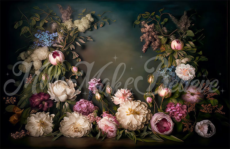 Kate Large Flowers on Floor Fine Art Floral Backdrop Designed by Mini MakeBelieve