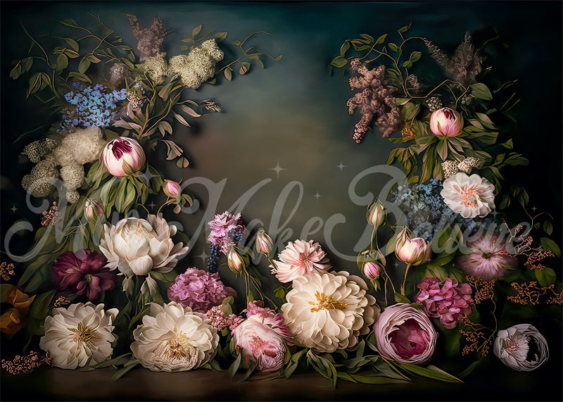 Kate Large Flowers on Floor Fine Art Floral Backdrop Designed by Mini MakeBelieve