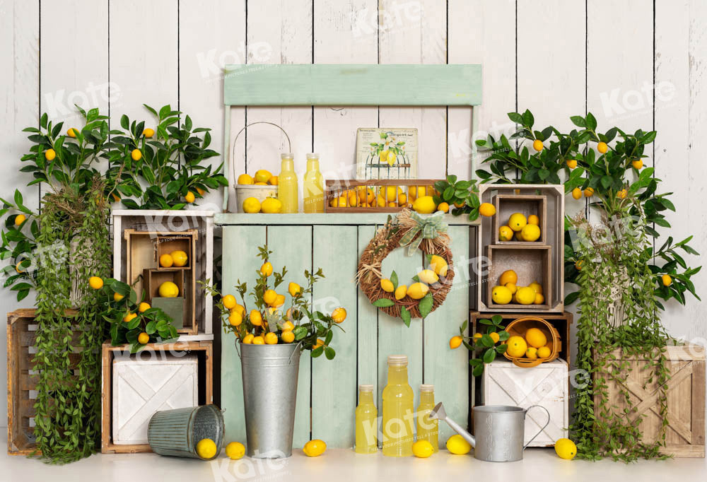 Kate Summer Fruit Backdrop Lemonade Wood Designed by Emetselch - Kate Backdrop AU