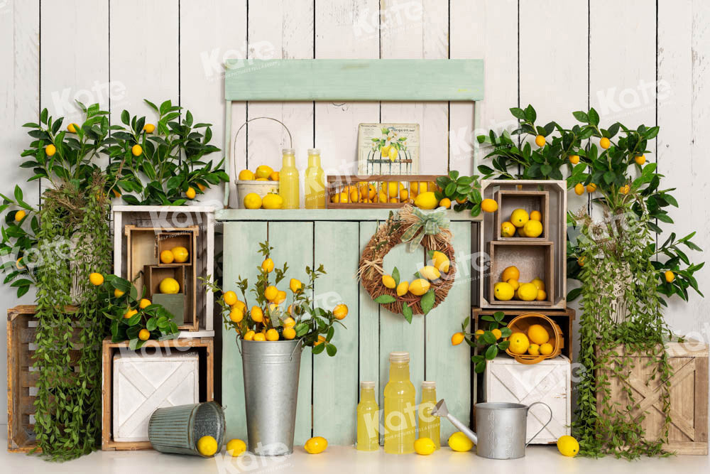 Kate Summer Fruit Backdrop Lemonade Wood Designed by Emetselch - Kate Backdrop AU