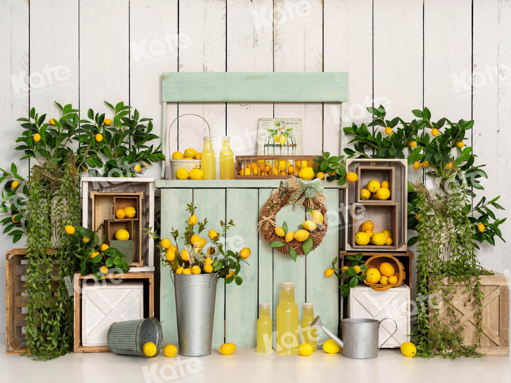 Kate Summer Fruit Backdrop Lemonade Wood Designed by Emetselch - Kate Backdrop AU
