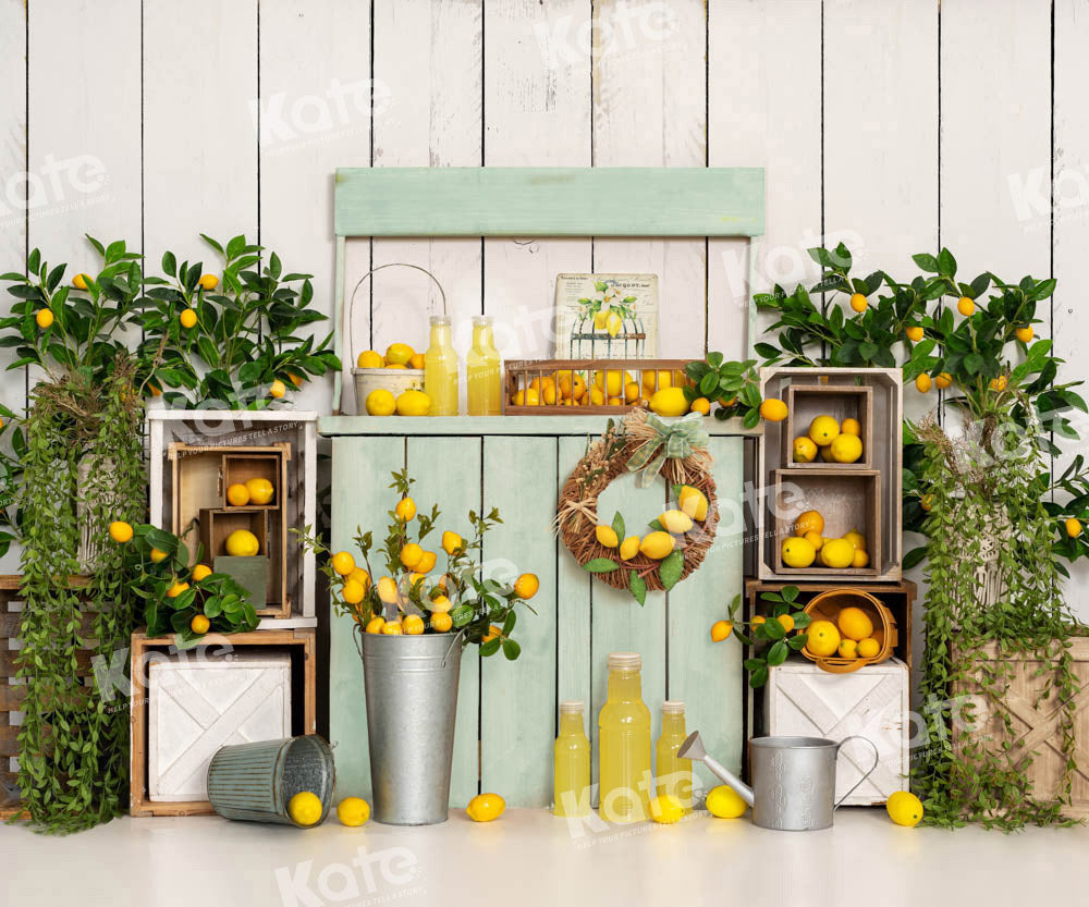 Kate Summer Fruit Backdrop Lemonade Wood Designed by Emetselch - Kate Backdrop AU