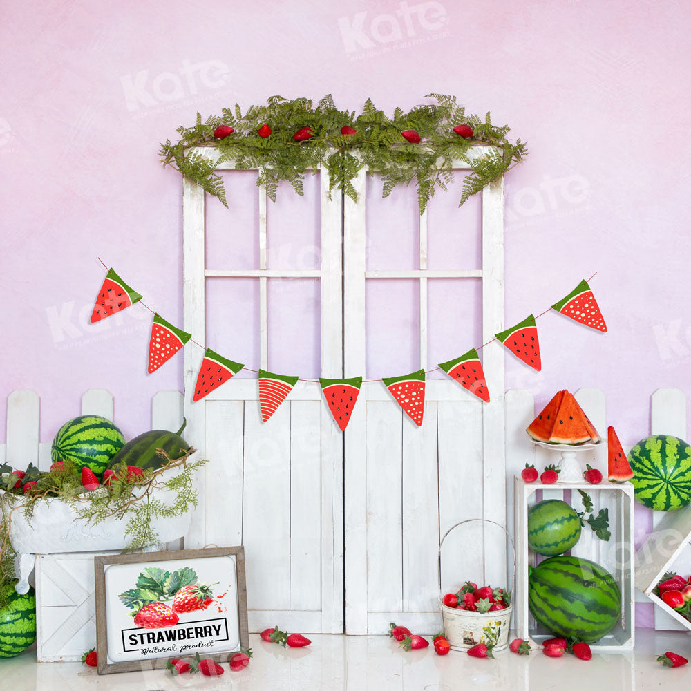 Kate Watermelon Strawberry Backdrop Summer Fruit Barn Door Designed by Emetselch