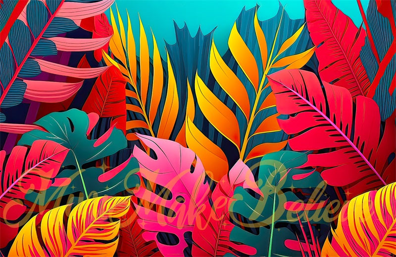 Kate Pop Art Tropical Leaves Backdrop Designed by Mini MakeBelieve - Kate Backdrop AU