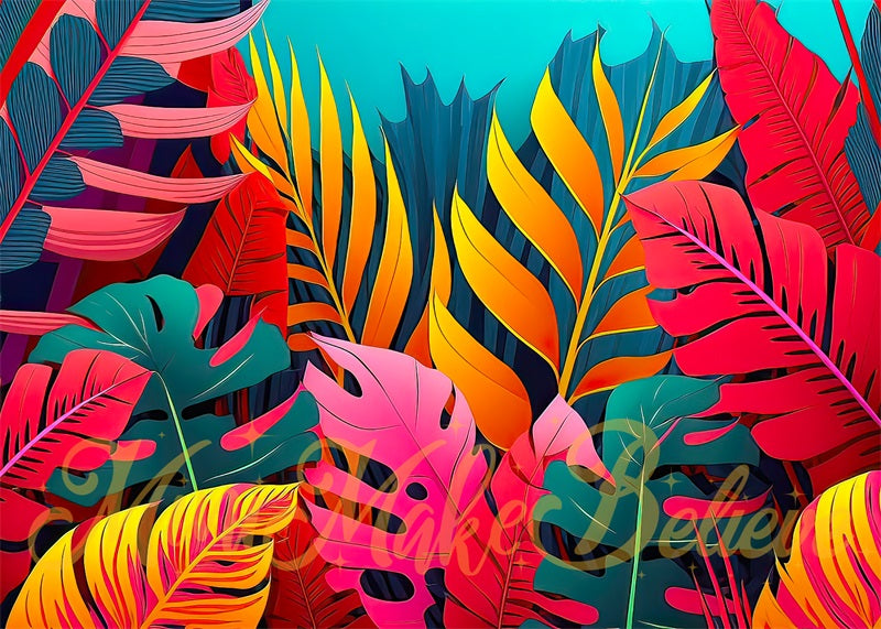 Kate Pop Art Tropical Leaves Backdrop Designed by Mini MakeBelieve - Kate Backdrop AU