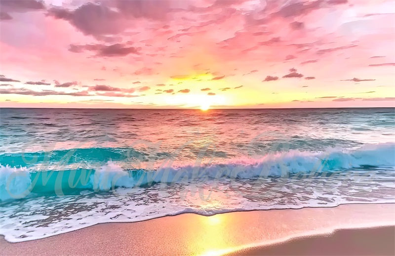 Kate Painterly Crashing Waves Backdrop Beach Summer Sunset Designed by Mini MakeBelieve - Kate Backdrop AU