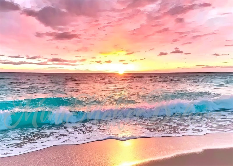 Kate Painterly Crashing Waves Backdrop Beach Summer Sunset Designed by Mini MakeBelieve - Kate Backdrop AU