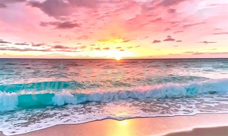 Kate Painterly Crashing Waves Backdrop Beach Summer Sunset Designed by Mini MakeBelieve - Kate Backdrop AU
