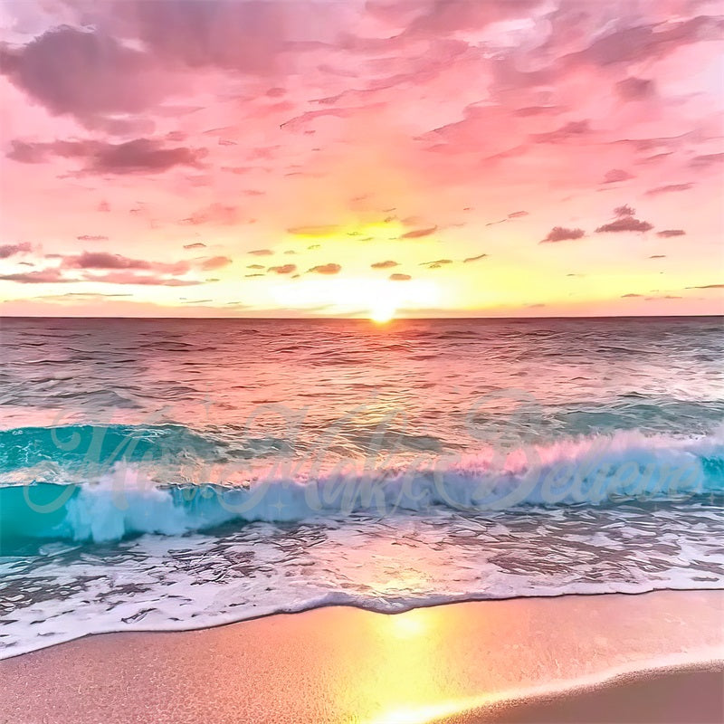 Kate Painterly Crashing Waves Backdrop Beach Summer Sunset Designed by Mini MakeBelieve - Kate Backdrop AU
