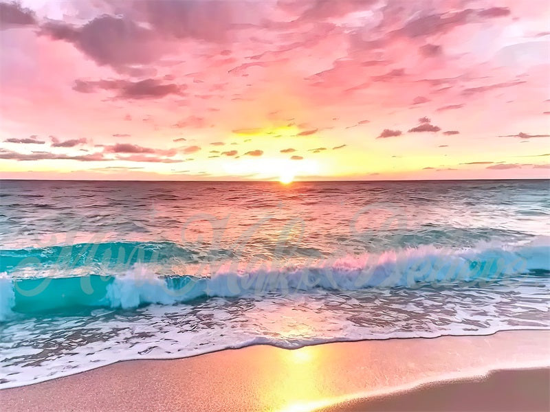 Kate Painterly Crashing Waves Backdrop Beach Summer Sunset Designed by Mini MakeBelieve - Kate Backdrop AU