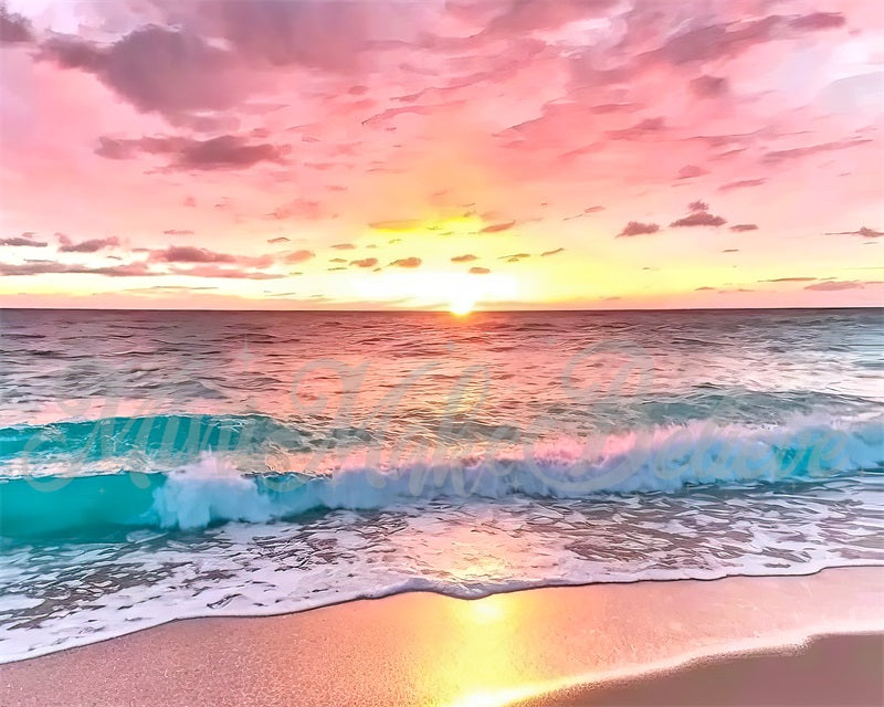 Kate Painterly Crashing Waves Backdrop Beach Summer Sunset Designed by Mini MakeBelieve - Kate Backdrop AU