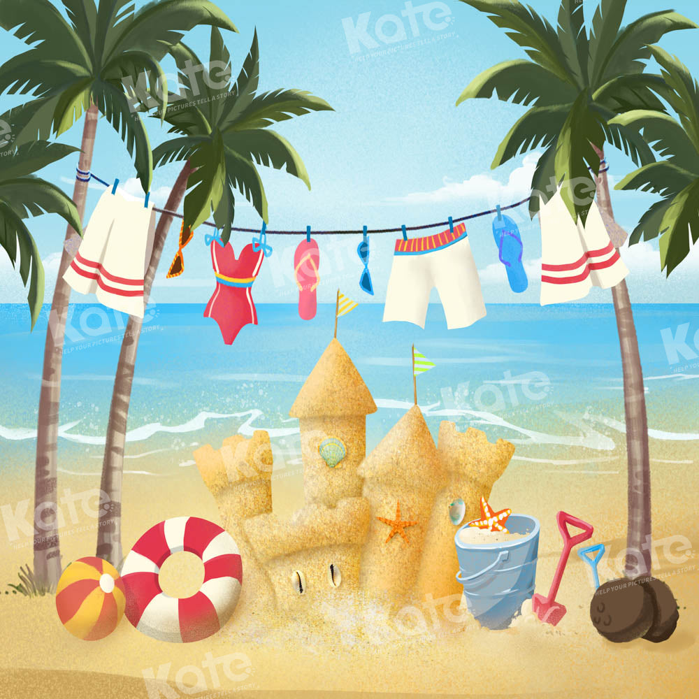 Kate Summer Beach Sandcastle Backdrop Designed by GQ - Kate Backdrop AU