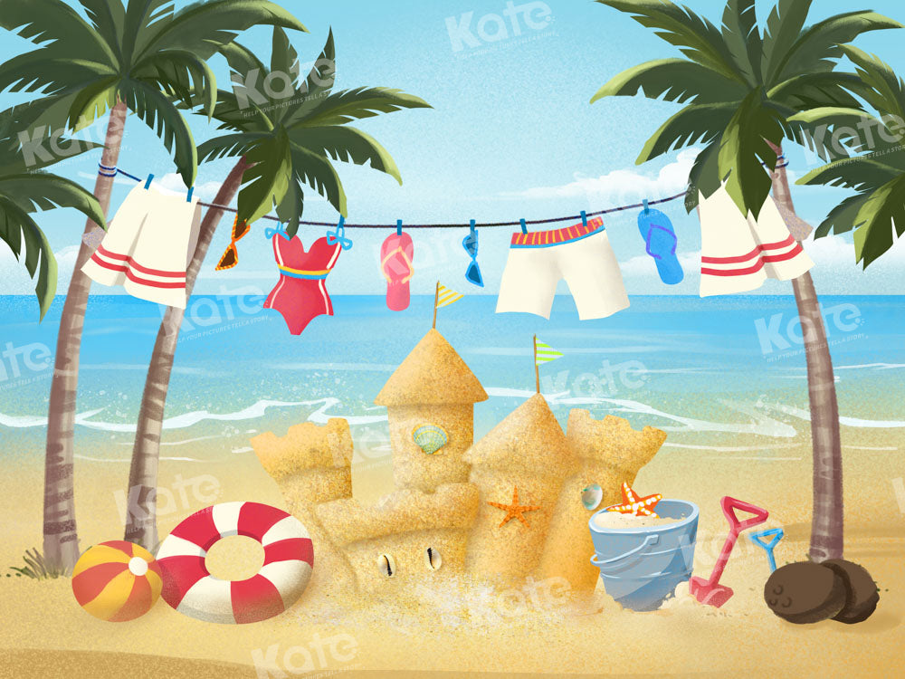 Kate Summer Beach Sandcastle Backdrop Designed by GQ - Kate Backdrop AU