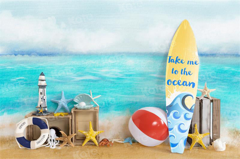 Kate Summer Sea Ocean Surfboard Beach Backdrop for Photography - Kate Backdrop AU