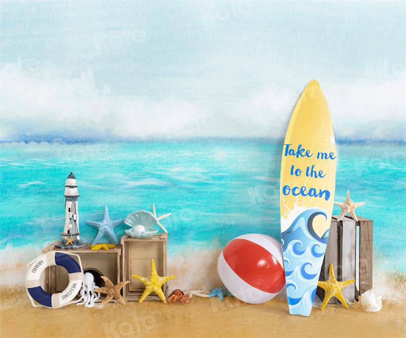 Kate Summer Sea Ocean Surfboard Beach Backdrop for Photography - Kate Backdrop AU