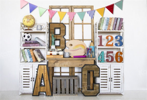 Kate Back to School Backdrop Book Globe for Photography - Kate Backdrop AU