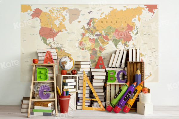 Kate Back to School Backdrop World Map Designed by Emetselch