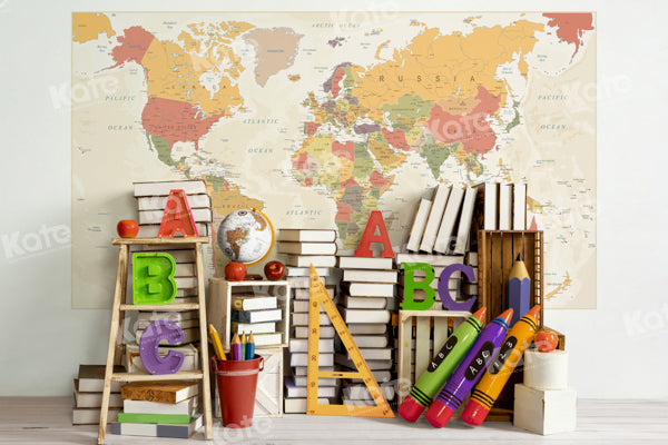 Kate Back to School Backdrop World Map Designed by Emetselch - Kate Backdrop AU