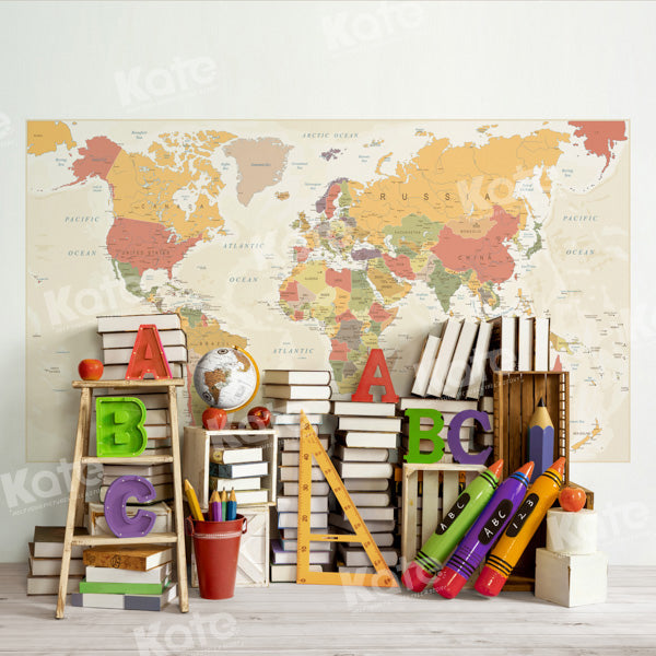 Kate Back to School Backdrop World Map Designed by Emetselch