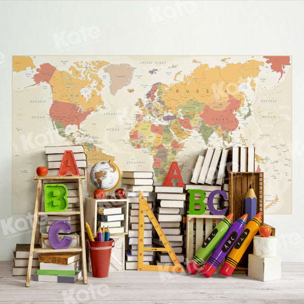 Kate Back to School Backdrop World Map Designed by Emetselch - Kate Backdrop AU