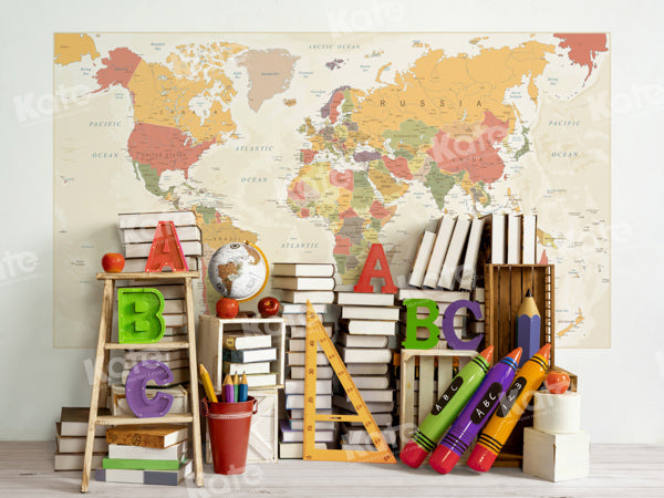 Kate Back to School Backdrop World Map Designed by Emetselch