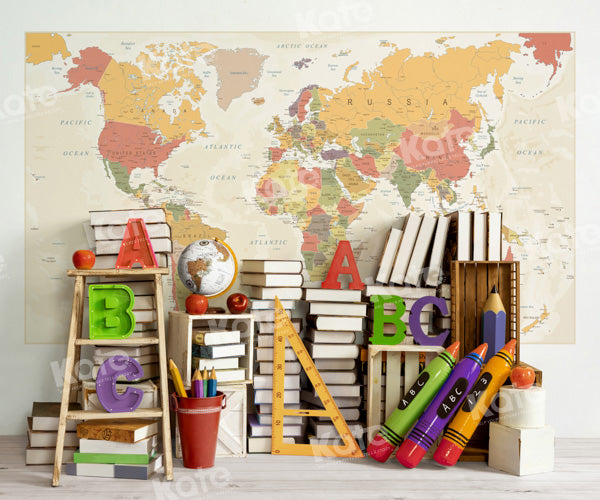 Kate Back to School Backdrop World Map Designed by Emetselch - Kate Backdrop AU