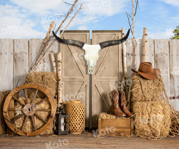 Kate Farm Cowboy Backdrop Haystack Door Wild Designed by Emetselch - Kate Backdrop AU