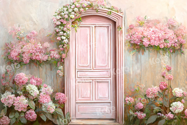 Kate Pink Door Flower Spring Backdrop Designed by Chain Photography