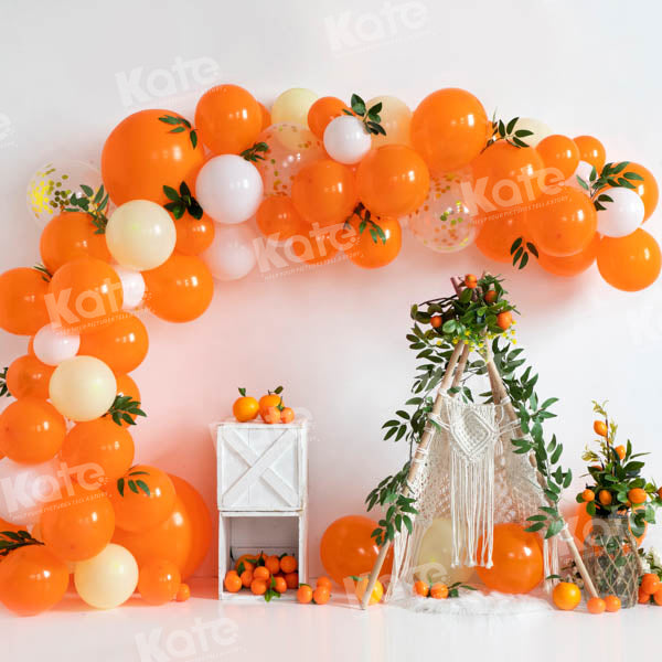 Kate Orange Balloon Tent Backdrop Cake Smash Designed by Emetselch - Kate Backdrop AU