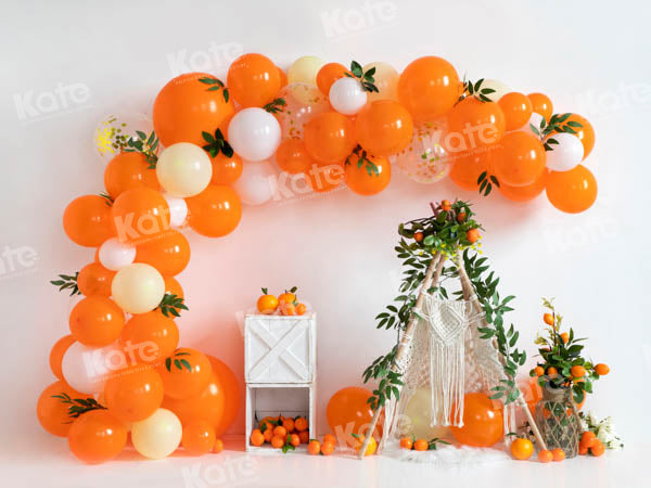 Kate Orange Balloon Tent Backdrop Cake Smash Designed by Emetselch - Kate Backdrop AU