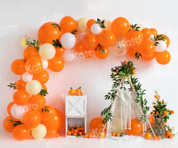 Kate Orange Balloon Tent Backdrop Cake Smash Designed by Emetselch - Kate Backdrop AU