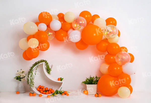 Kate Orange Balloon Backdrop Cake Smash Designed by Emetselch - Kate Backdrop AU