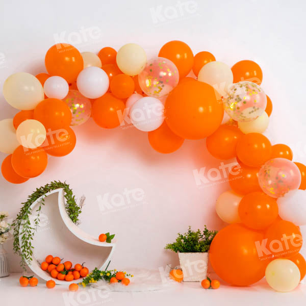 Kate Orange Balloon Backdrop Cake Smash Designed by Emetselch - Kate Backdrop AU
