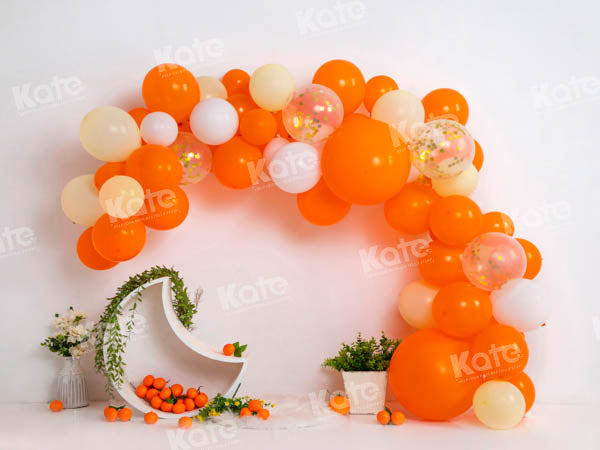 Kate Orange Balloon Backdrop Cake Smash Designed by Emetselch - Kate Backdrop AU