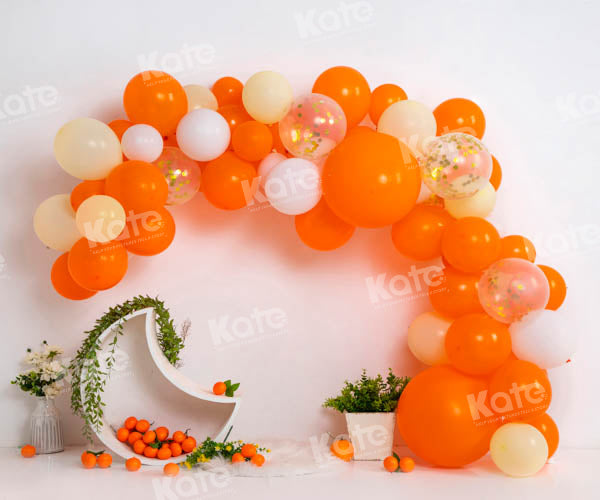 Kate Orange Balloon Backdrop Cake Smash Designed by Emetselch - Kate Backdrop AU