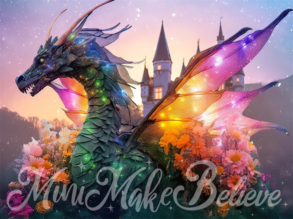 Kate Dragon Castle with Flowers Backdrop Designed by Mini MakeBelieve