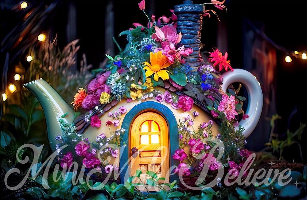 Kate Teapot House with Flowers Backdrop Designed by Mini MakeBelieve - Kate Backdrop AU