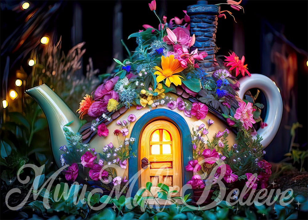 Kate Teapot House with Flowers Backdrop Designed by Mini MakeBelieve - Kate Backdrop AU