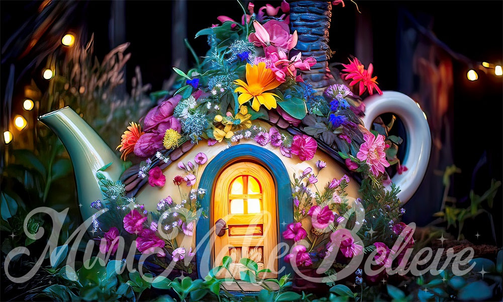 Kate Teapot House with Flowers Backdrop Designed by Mini MakeBelieve - Kate Backdrop AU