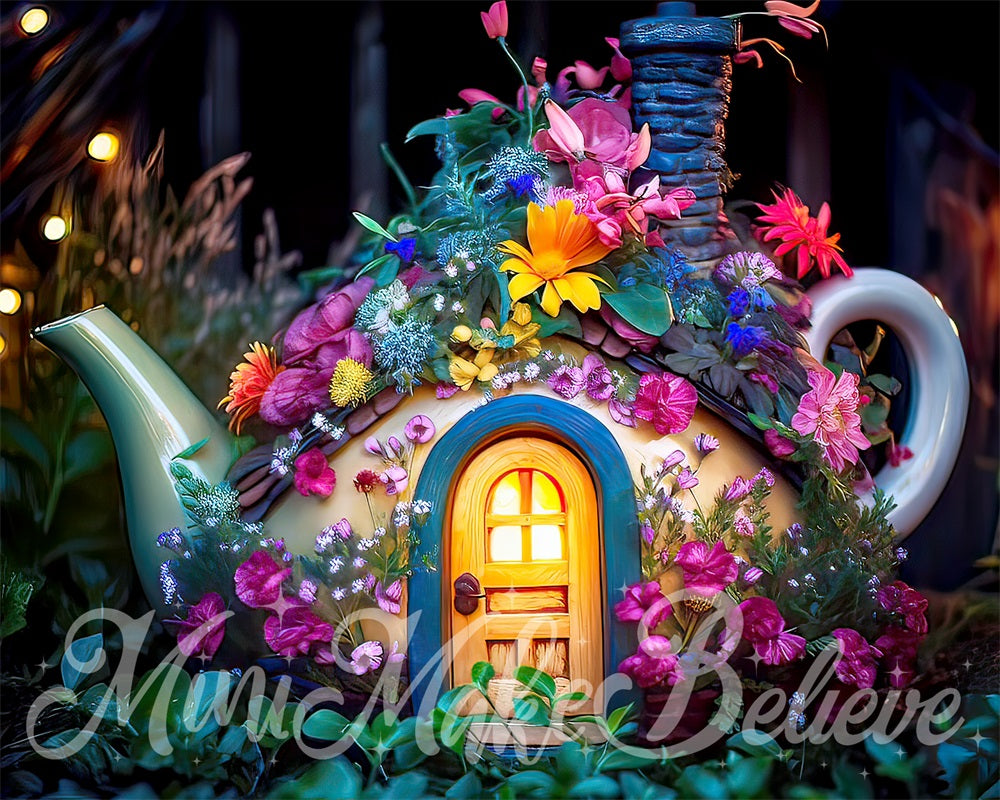 Kate Teapot House with Flowers Backdrop Designed by Mini MakeBelieve - Kate Backdrop AU