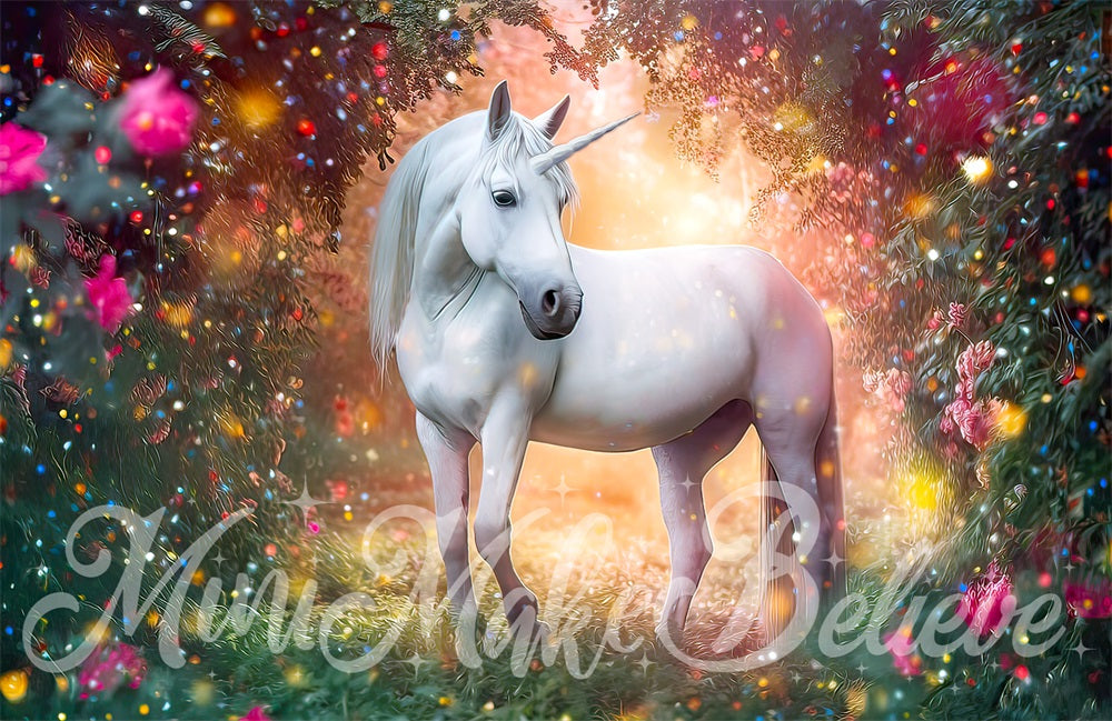 Kate Unicorn Forest with Floral Backdrop Designed by Mini MakeBelieve - Kate Backdrop AU