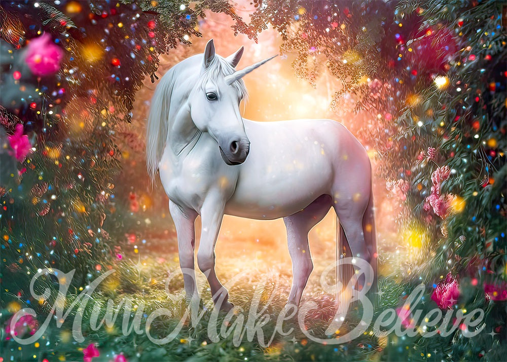 Kate Unicorn Forest with Floral Backdrop Designed by Mini MakeBelieve - Kate Backdrop AU