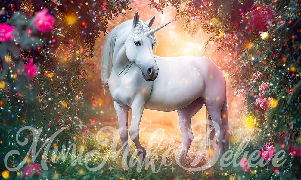 Kate Unicorn Forest with Floral Backdrop Designed by Mini MakeBelieve - Kate Backdrop AU