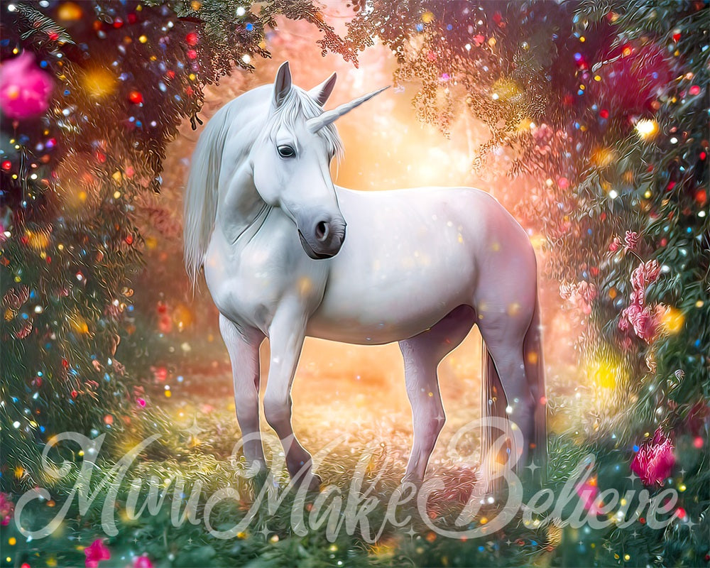 Kate Unicorn Forest with Floral Backdrop Designed by Mini MakeBelieve - Kate Backdrop AU