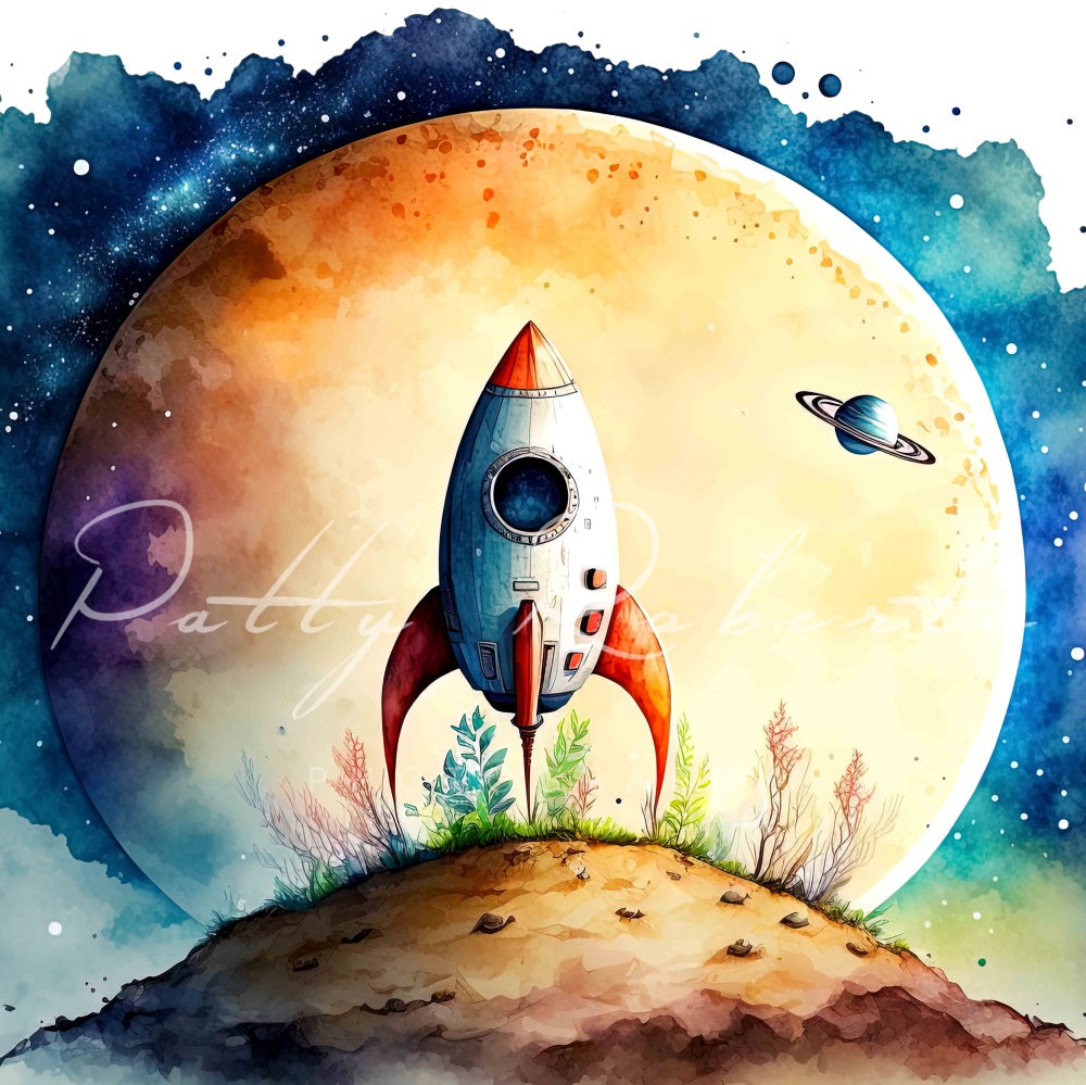Kate Rocketing to the Stars Backdrop Designed by Patty Robertss - Kate Backdrop AU