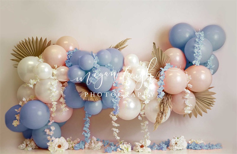 Kate Blue Floral Garland Backdrop Designed by Megan Leigh Photography - Kate Backdrop AU