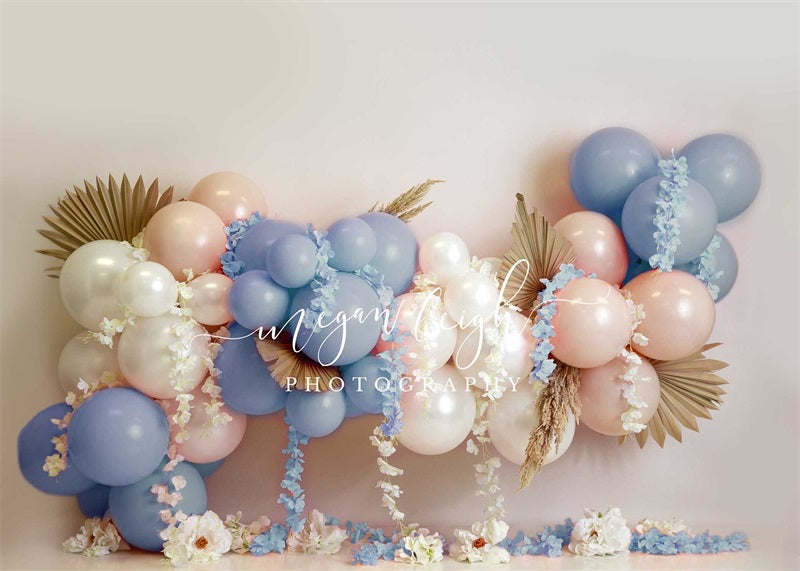 Kate Blue Floral Garland Backdrop Designed by Megan Leigh Photography