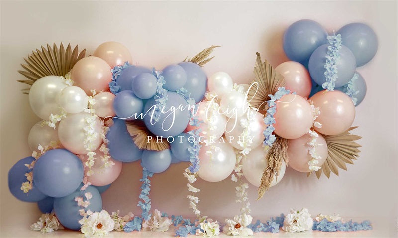 Kate Blue Floral Garland Backdrop Designed by Megan Leigh Photography