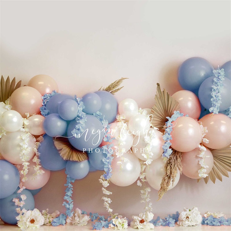 Kate Blue Floral Garland Backdrop Designed by Megan Leigh Photography